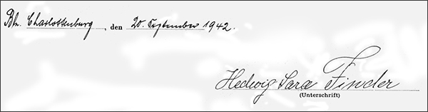 Signatur Hedwig Finder